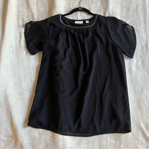New York & Co Women’s Black Tulip Sleeve Blouse